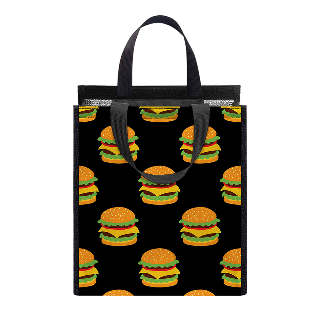Cute Hamburger Pattern Print Insulated Lunch Tote