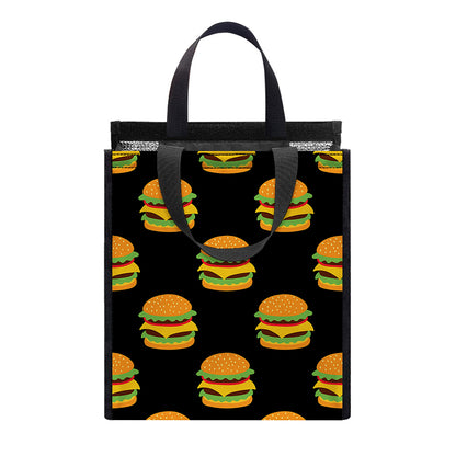 Cute Hamburger Pattern Print Insulated Lunch Tote
