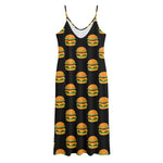 Cute Hamburger Pattern Print Jersey Midi Cami Dress