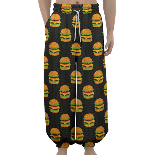 Cute Hamburger Pattern Print Lantern Pants