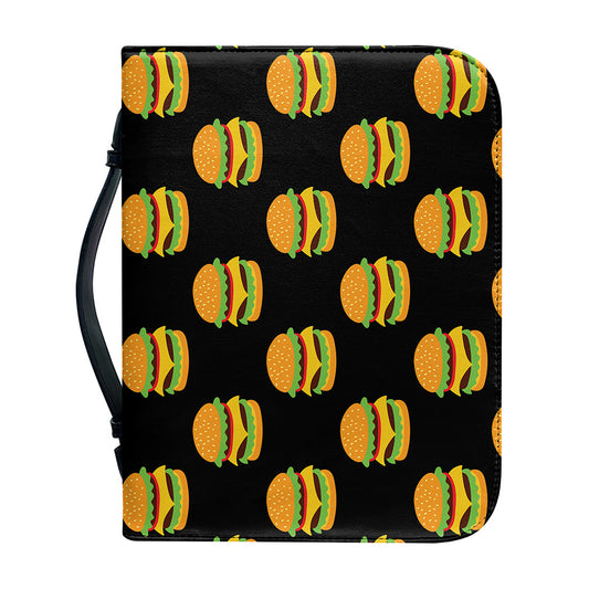 Cute Hamburger Pattern Print Leather Bible Cover