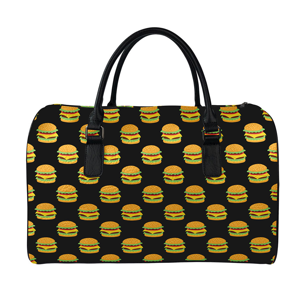 Cute Hamburger Pattern Print Leather Duffle Bag