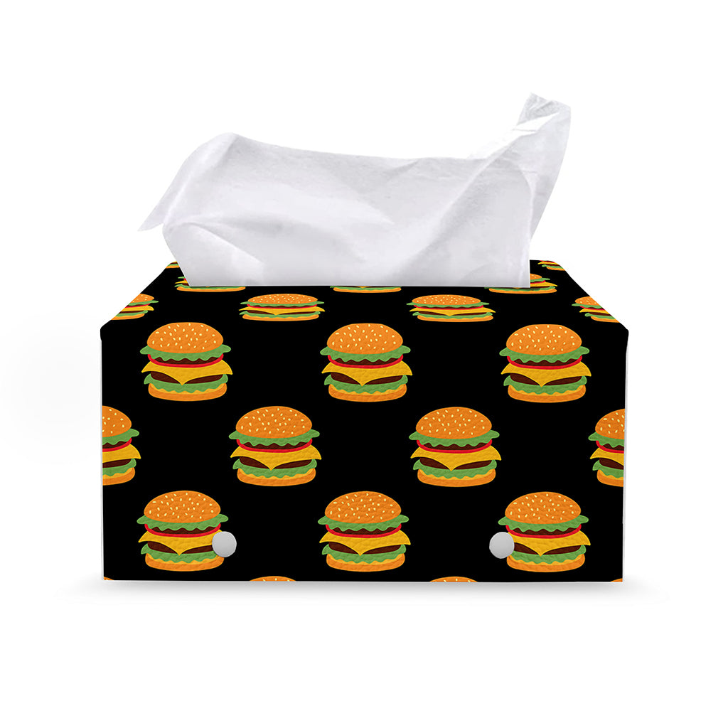 Cute Hamburger Pattern Print Leather Tissue Box Cover