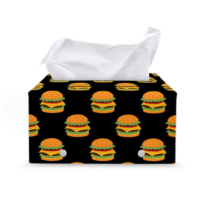 Cute Hamburger Pattern Print Leather Tissue Box Cover