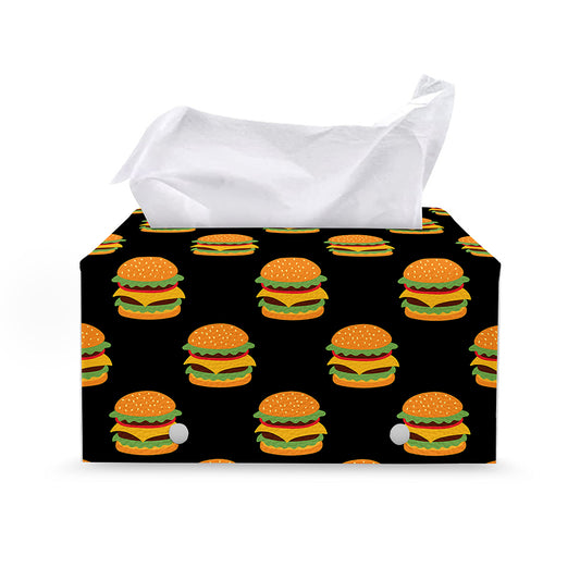Cute Hamburger Pattern Print Leather Tissue Box Cover