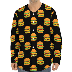 Cute Hamburger Pattern Print Long Sleeve Baseball Jersey