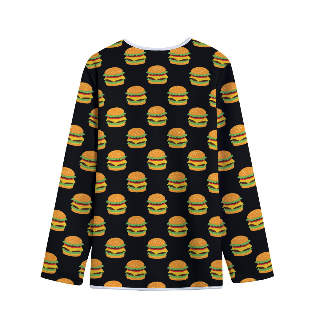 Cute Hamburger Pattern Print Long Sleeve Short Coat