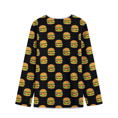 Cute Hamburger Pattern Print Long Sleeve Short Coat