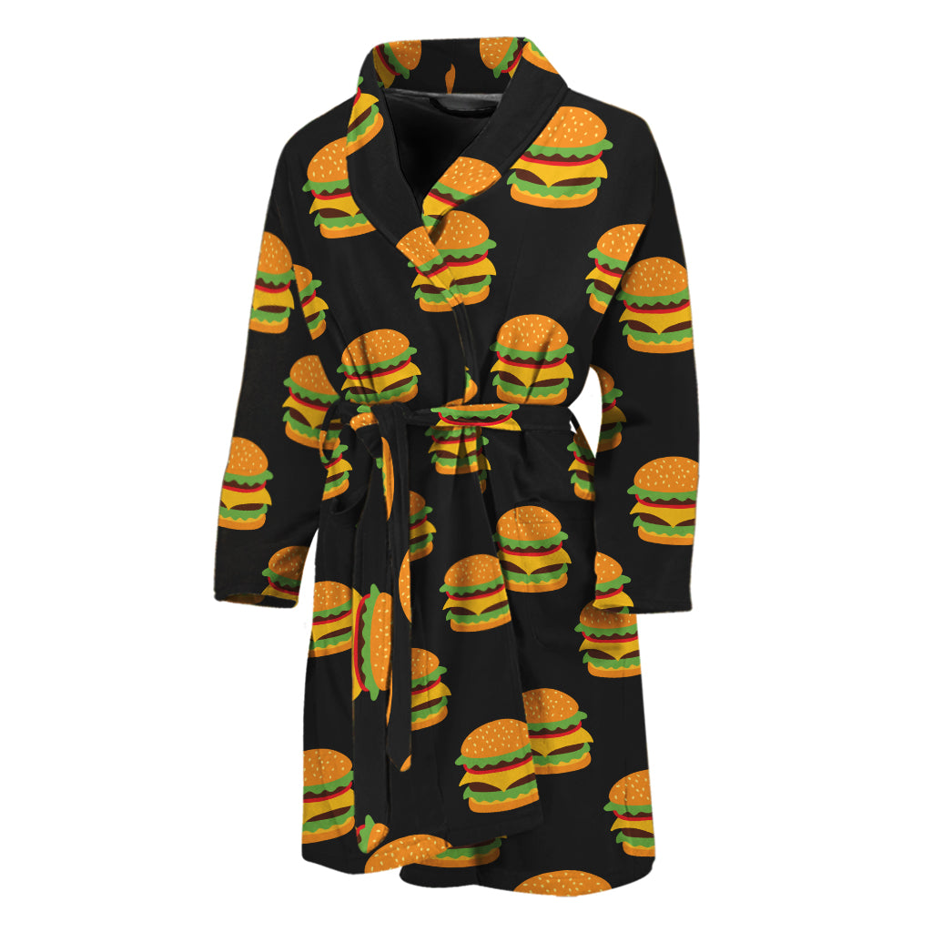 Cute Hamburger Pattern Print Men's Bathrobe