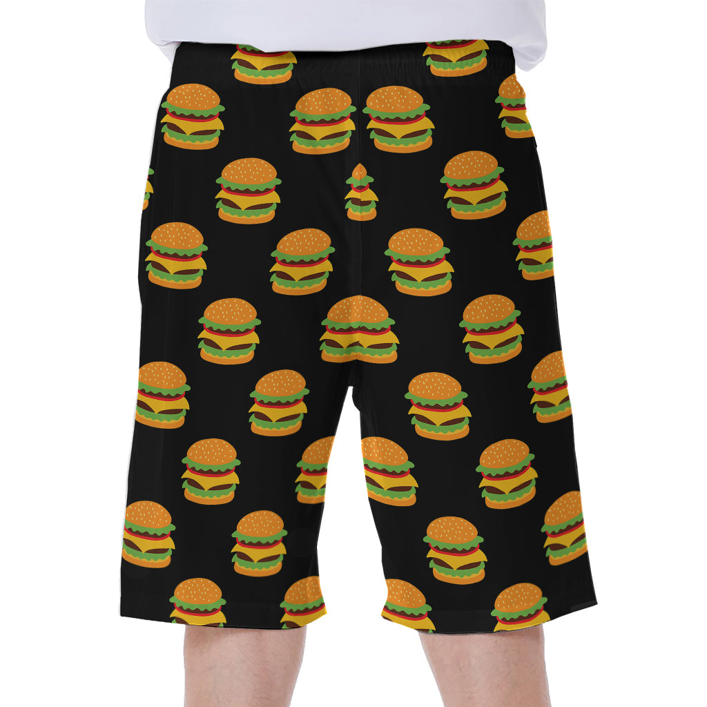 Cute Hamburger Pattern Print Men's Beach Shorts