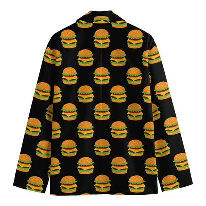 Cute Hamburger Pattern Print Men's Blazer