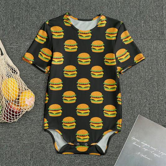 Cute Hamburger Pattern Print Men's Bodysuit