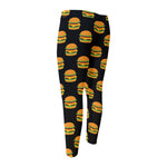 Cute Hamburger Pattern Print Men's Compression Pants