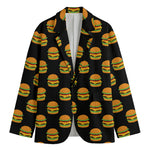 Cute Hamburger Pattern Print Men's Cotton Blazer