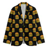 Cute Hamburger Pattern Print Men's Cotton Blazer