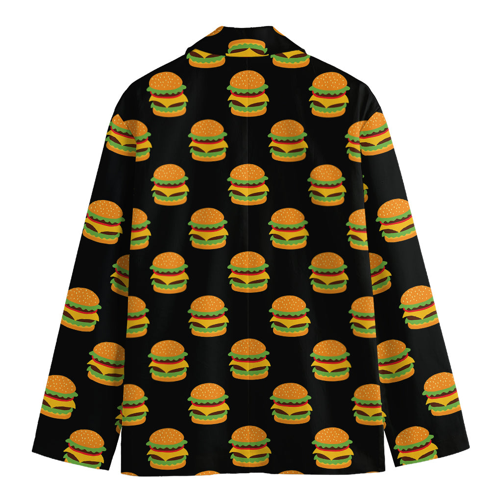 Cute Hamburger Pattern Print Men's Cotton Blazer