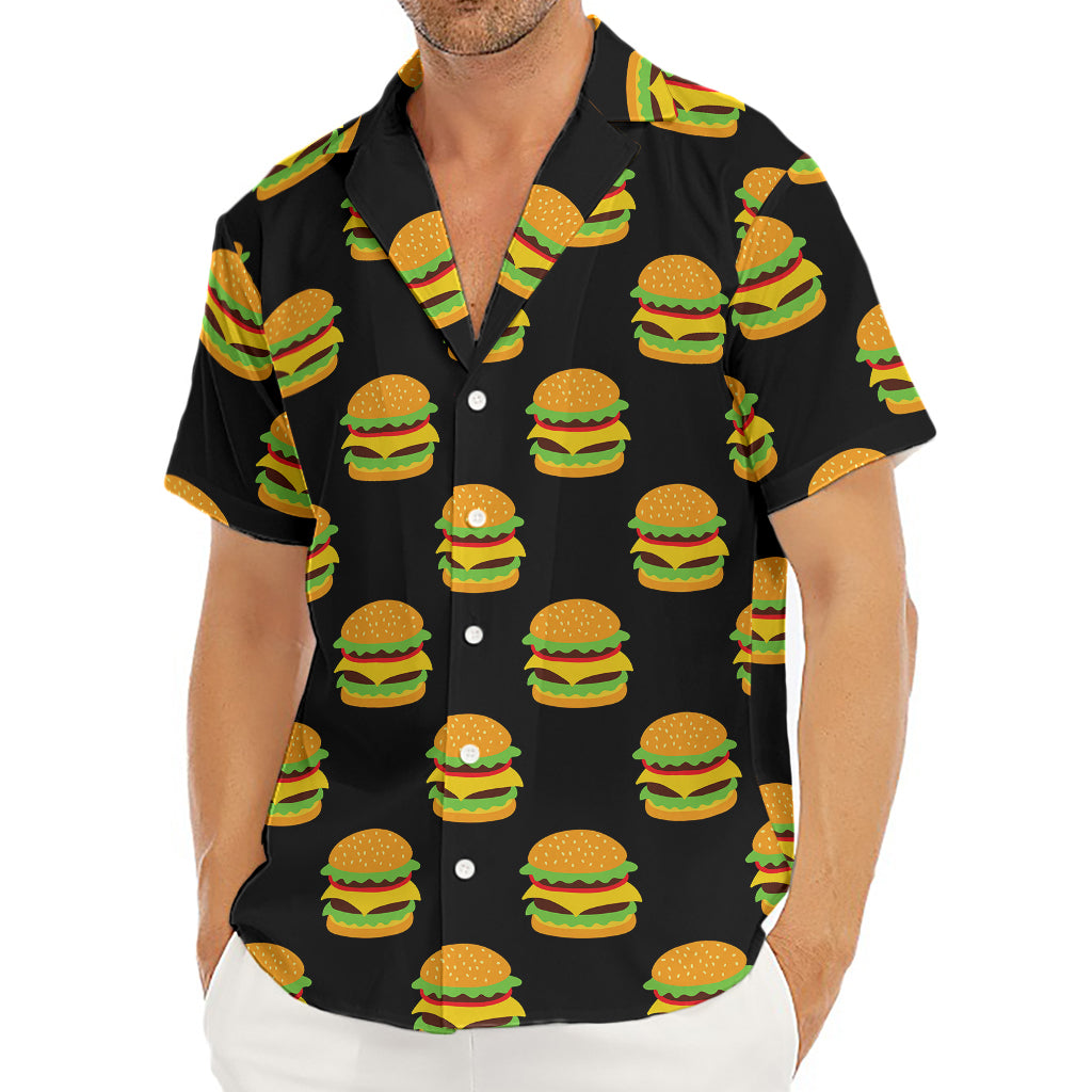 Cute Hamburger Pattern Print Men's Deep V-Neck Shirt