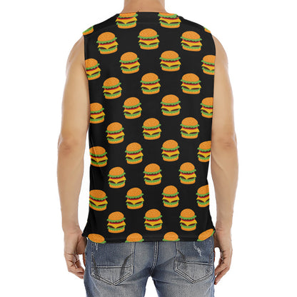 Cute Hamburger Pattern Print Men's Fitness Tank Top