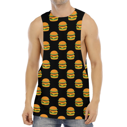 Cute Hamburger Pattern Print Men's Muscle Tank Top