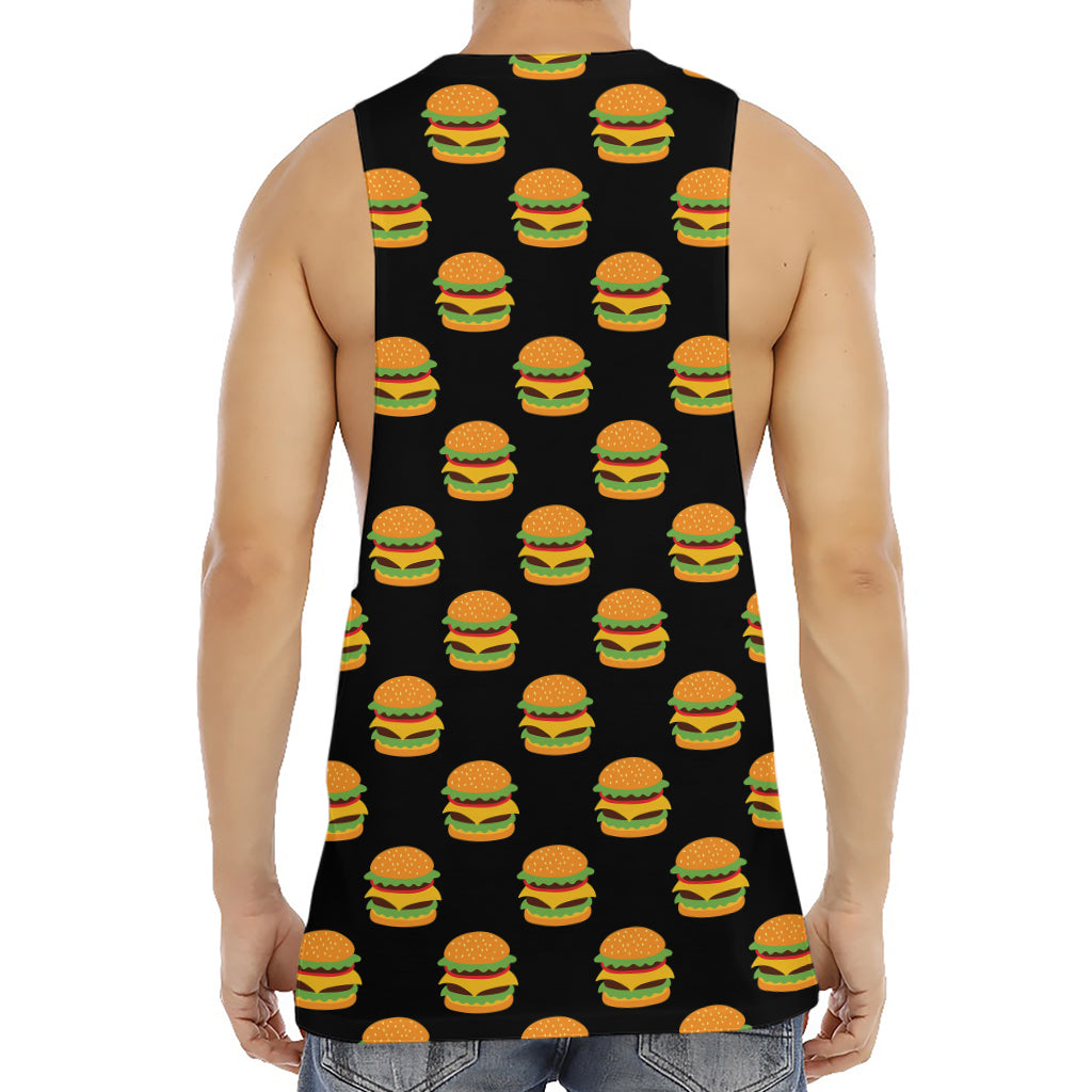 Cute Hamburger Pattern Print Men's Muscle Tank Top