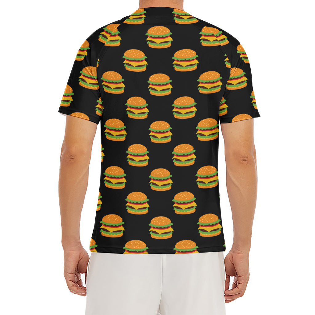 Cute Hamburger Pattern Print Men's Short Sleeve Rash Guard
