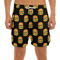 Cute Hamburger Pattern Print Men's Split Running Shorts