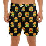 Cute Hamburger Pattern Print Men's Split Running Shorts