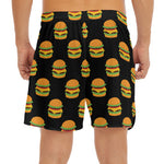 Cute Hamburger Pattern Print Men's Split Running Shorts