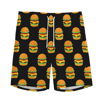Cute Hamburger Pattern Print Men's Sports Shorts