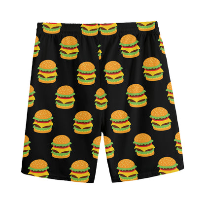 Cute Hamburger Pattern Print Men's Sports Shorts