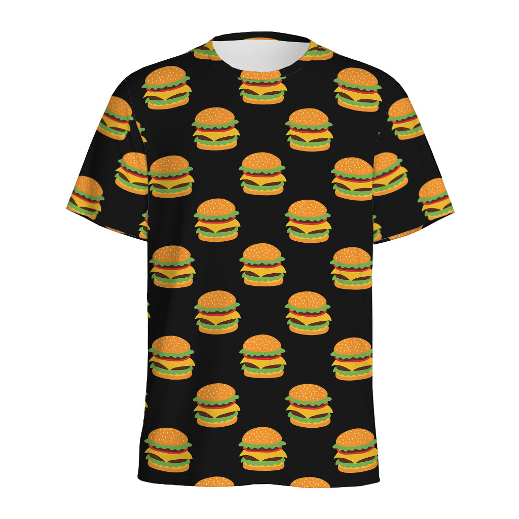 Cute Hamburger Pattern Print Men's Sports T-Shirt