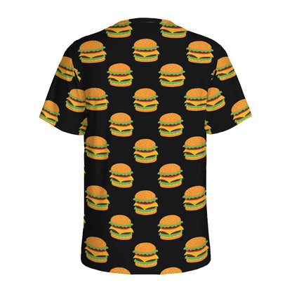 Cute Hamburger Pattern Print Men's Sports T-Shirt