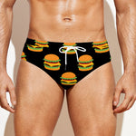 Cute Hamburger Pattern Print Men's Swim Briefs