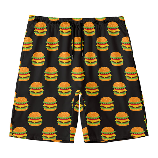 Cute Hamburger Pattern Print Men's Swim Trunks