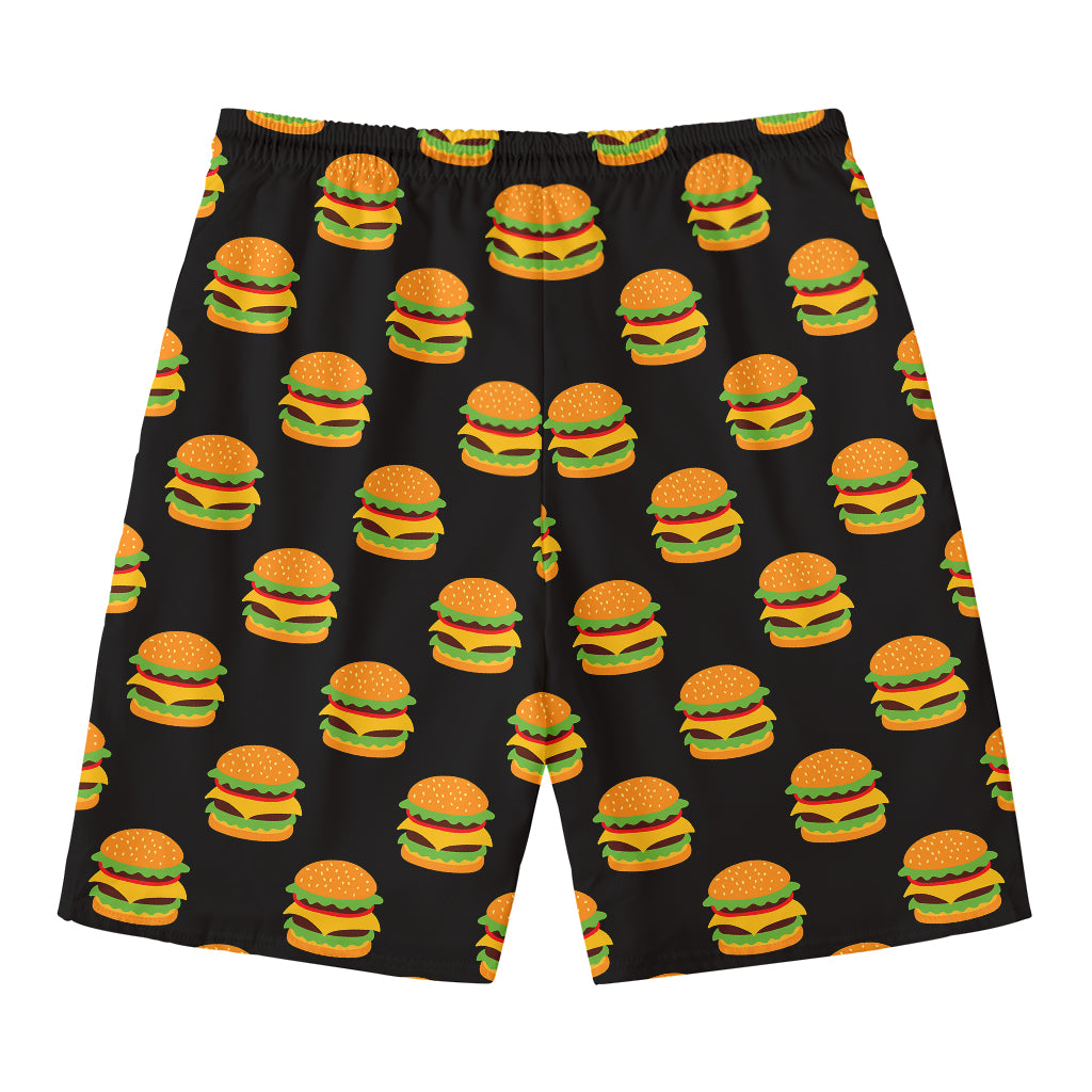 Cute Hamburger Pattern Print Men's Swim Trunks
