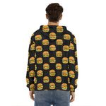 Cute Hamburger Pattern Print Men's Velvet Pullover Hoodie