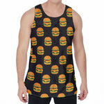 Cute Hamburger Pattern Print Men's Velvet Tank Top
