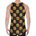 Cute Hamburger Pattern Print Men's Velvet Tank Top