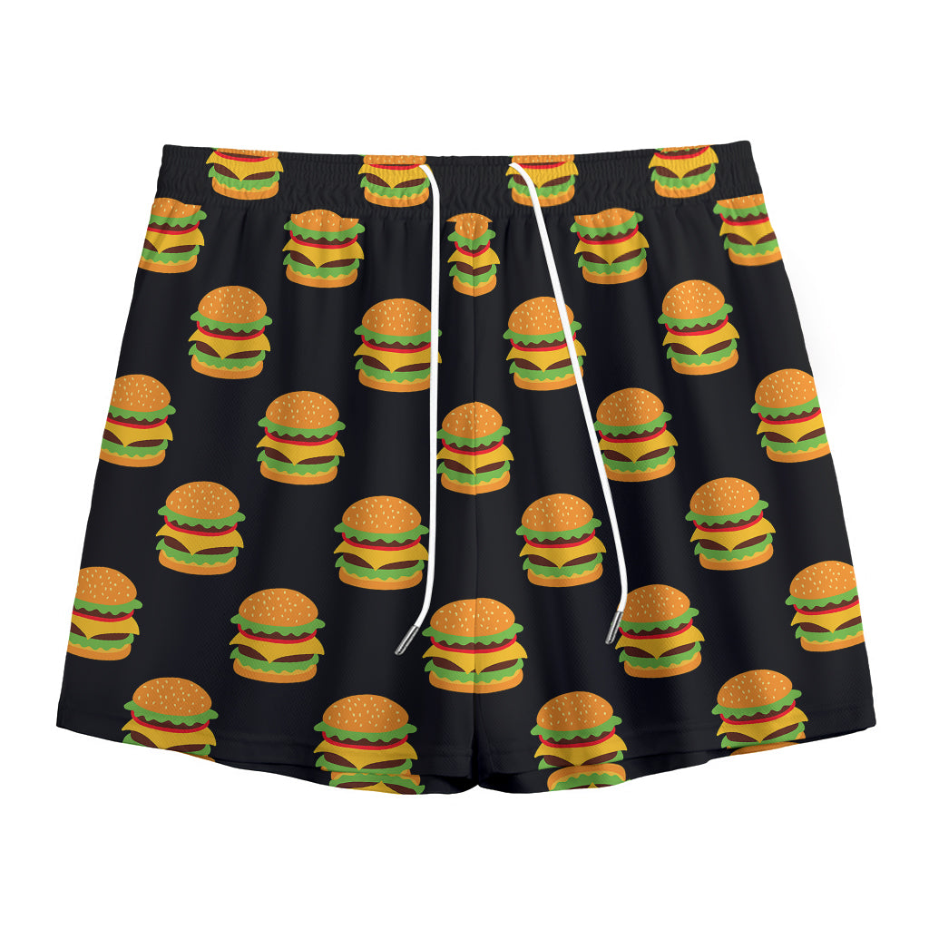 Cute Hamburger Pattern Print Mesh Shorts