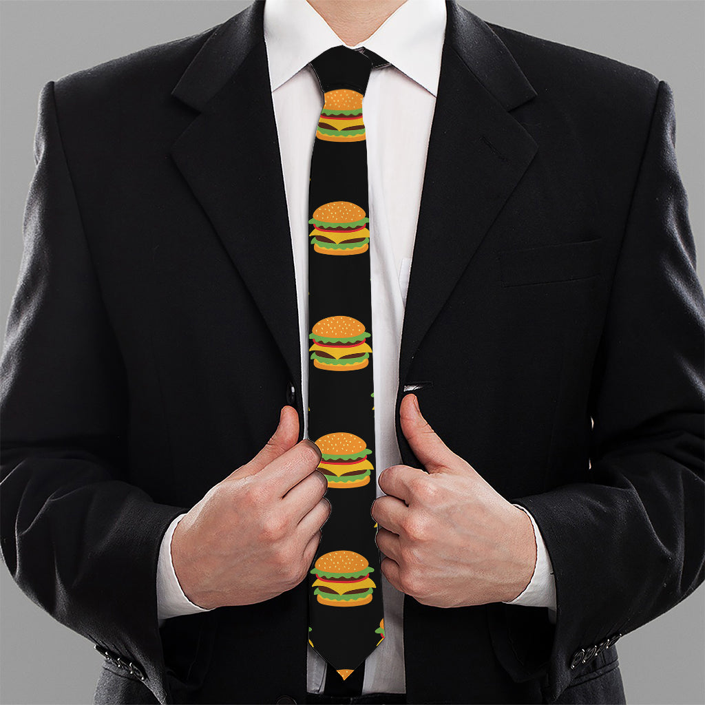 Cute Hamburger Pattern Print Necktie
