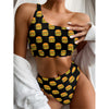 Cute Hamburger Pattern Print One Shoulder Bikini Top