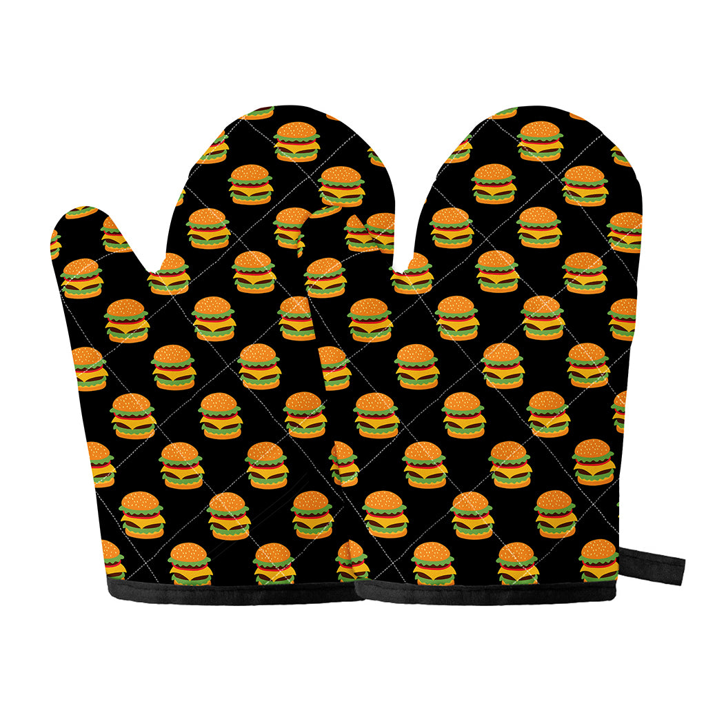 Cute Hamburger Pattern Print Oven Mitts
