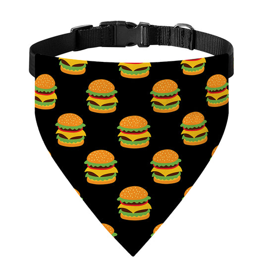 Cute Hamburger Pattern Print Over The Collar Dog Bandana