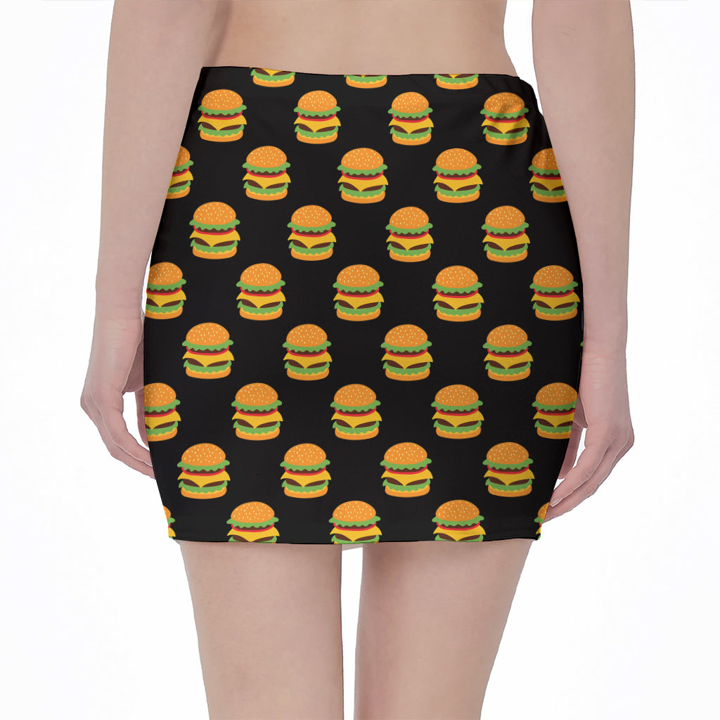 Cute Hamburger Pattern Print Pencil Mini Skirt