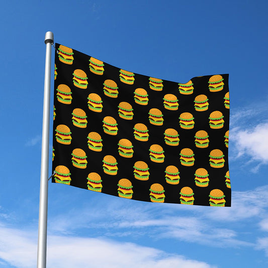Cute Hamburger Pattern Print Polyester Flag
