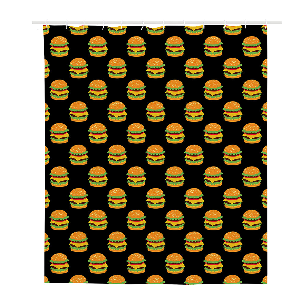 Cute Hamburger Pattern Print Polyester Shower Curtain