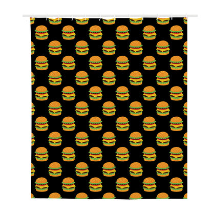 Cute Hamburger Pattern Print Polyester Shower Curtain