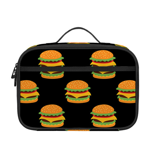 Cute Hamburger Pattern Print Portable Lunch Bag
