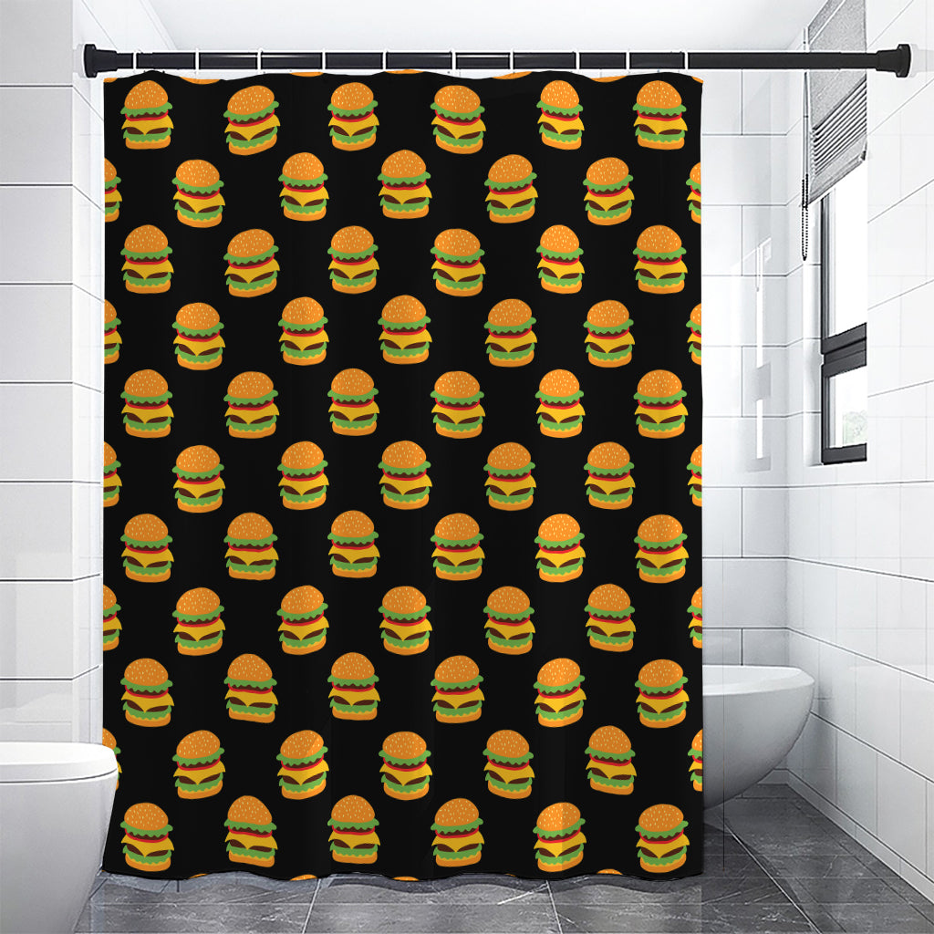 Cute Hamburger Pattern Print Premium Shower Curtain