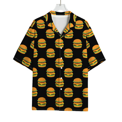 Cute Hamburger Pattern Print Rayon Hawaiian Shirt